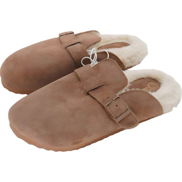 Journee Collection Ardenn Faux Fur Tan Clog Slippers Women US 10 - Picture 2 of 6